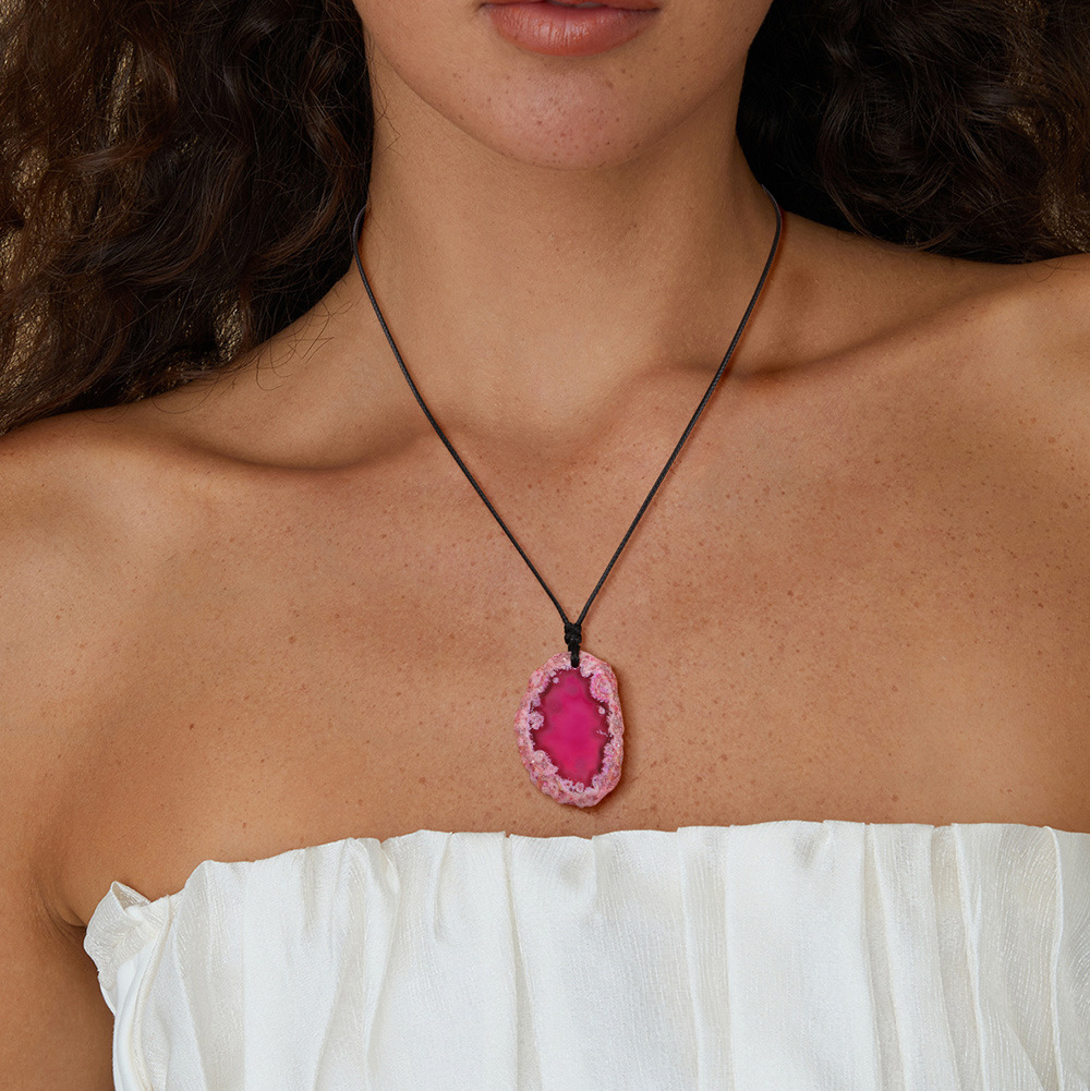 Stone agate slice necklace energy stone irregular shape pendant simple birthstone necklace