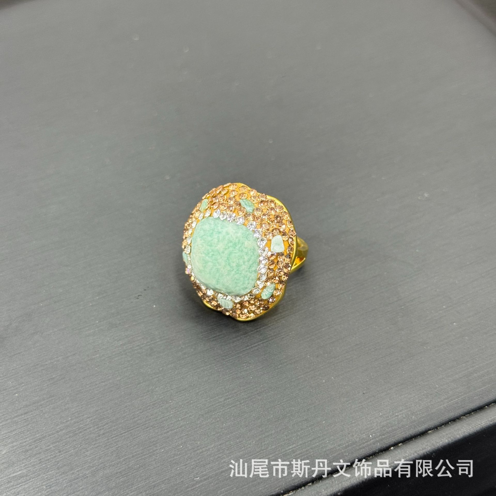 New Natural Raw Stone Square Faceted Ring Niche Inlaid Full Diamond Ring Live Stream