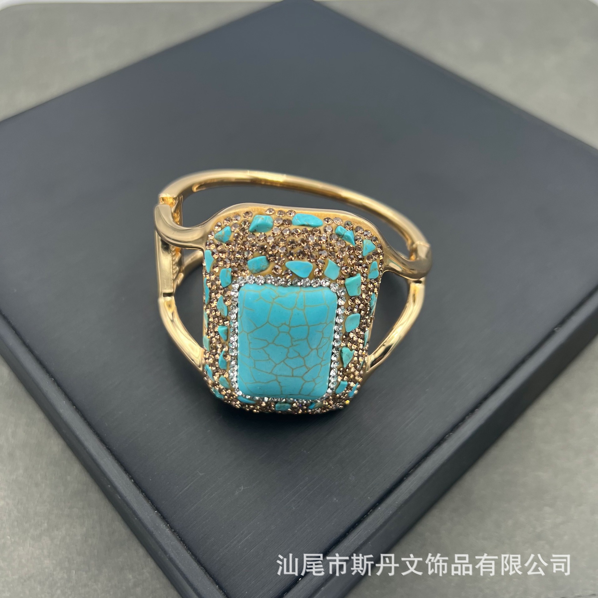 New Vintage Necklace Turquoise Pearl Magnesite Set Ethnic Style Niche Inlaid Czech Diamond Four-Piece Set