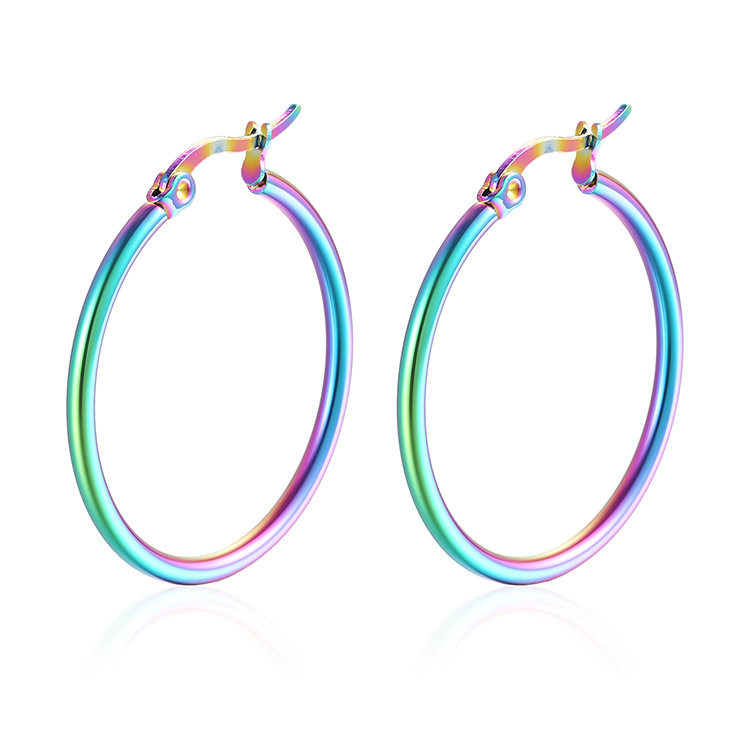 Gold stainless steel small earrings, titanium steel round wire ear clips, simple exaggerated earrings geometric