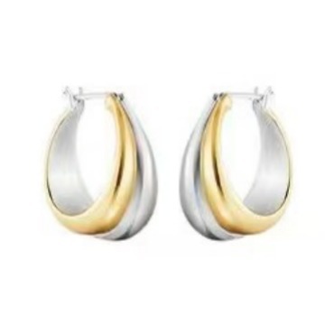 New 24k Color Block Earrings 2024 New Contrast Color Double Brass Earrings Women's
