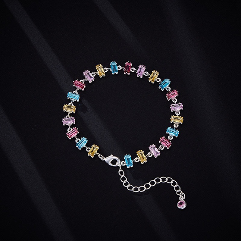 Candy Dopamine Zircon Inlaid Geometric Drop Delicate Bracelet Niche Jewelry for Women