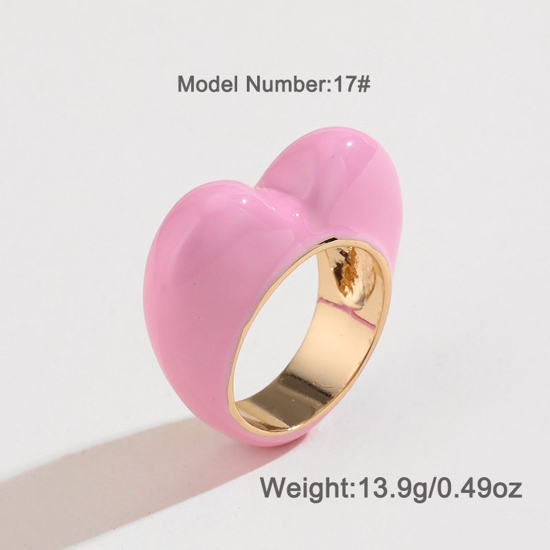 Kenjie Valentine's Day heart-shaped enamel ring original design colorful three-dimensional enamel ring