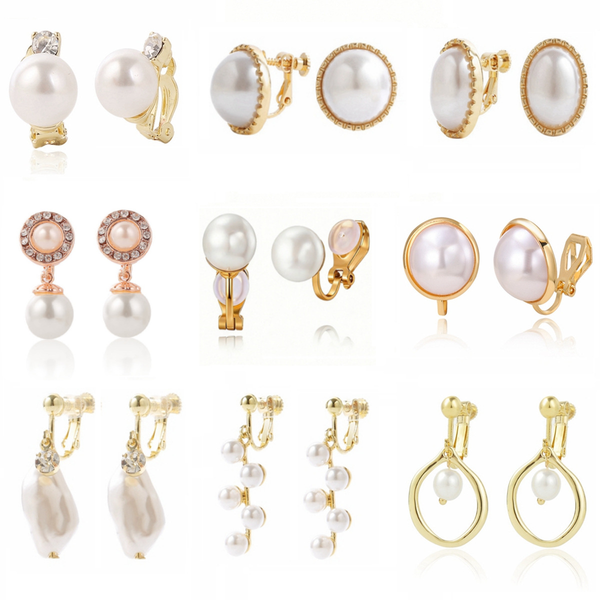 Earrings simple metal ear clips no piercing pearl ear clips