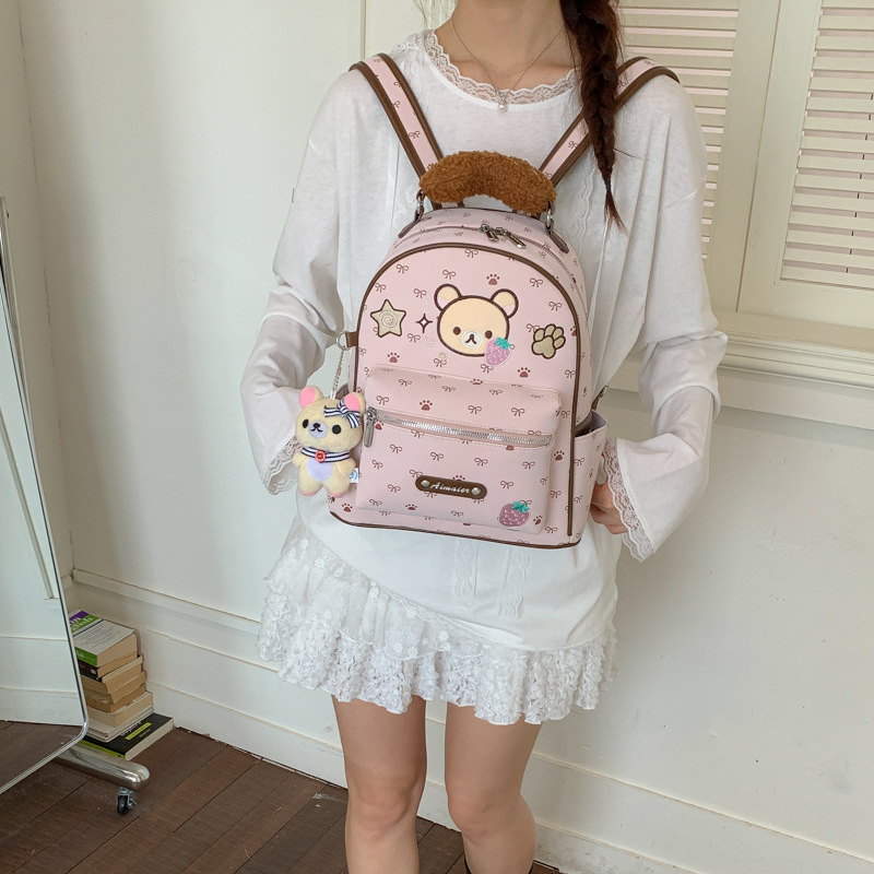 2026 New Cute Bear Backpack Large Capacity Lightweight Outdoor Backpack Student School Bag for Women