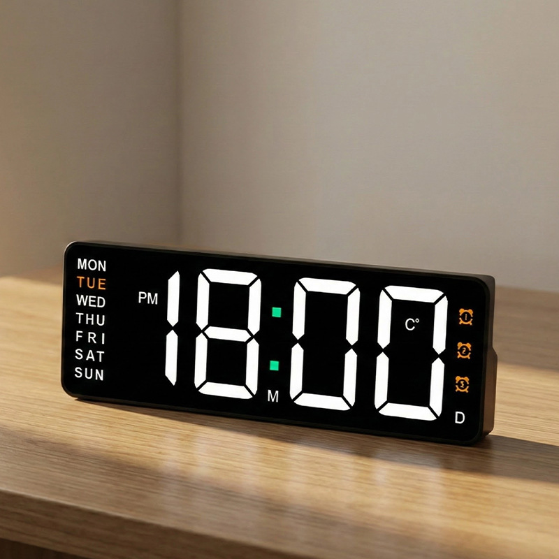Desktop LED electronic alarm clock voice control countdown simple rectangular electronic clock bedroom student special