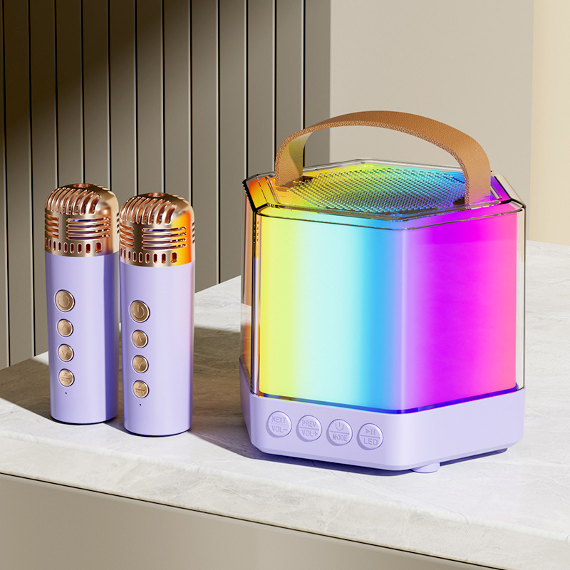 New Q8 Wireless Bluetooth Speaker Microphone Integrated RGB Atmosphere Light Outdoor Portable Home KTV Audio