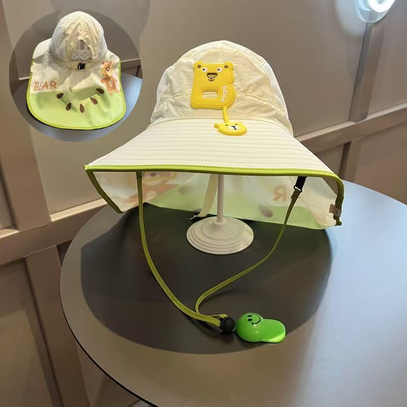 送防风绳+口哨 · 小动物披肩遮阳帽-B