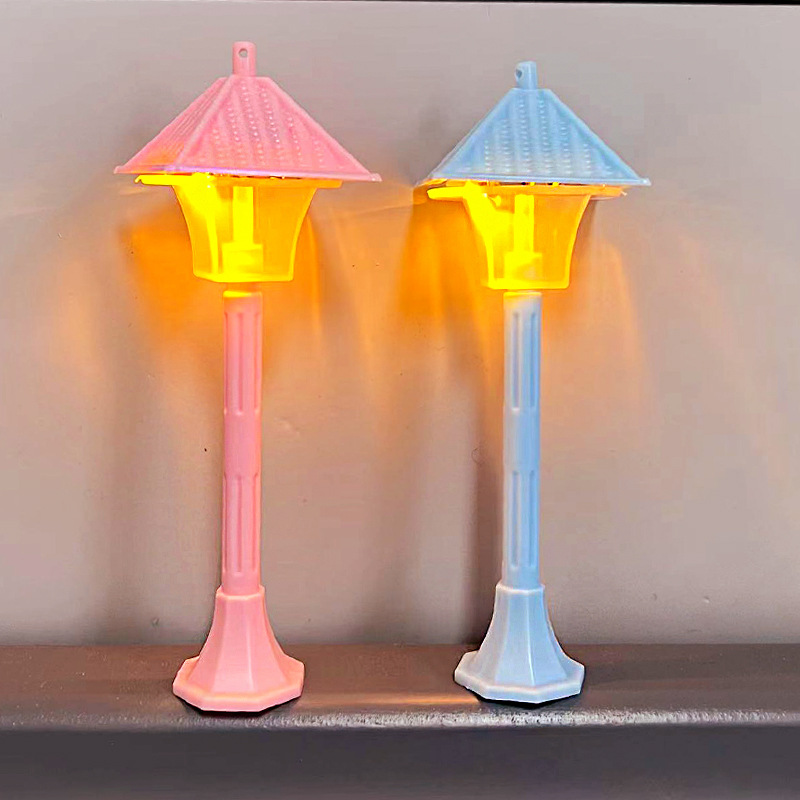 Street Lamp Model Small Ornament European Road Decoration Accessory Dual-Color Display Light