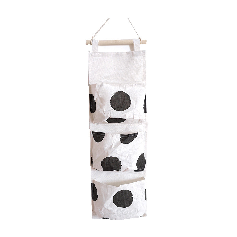 Bedside Fabric Storage Hanging Pouch, Multi-layer Phone Holder for Door or Wall, Cute Student Dormitory Storage Bag