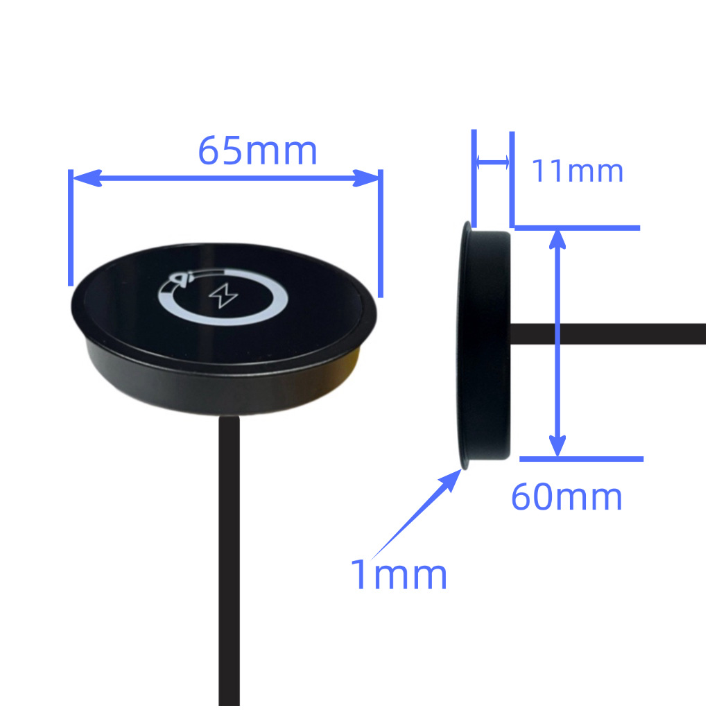 Hotel embedded wireless charger ultra-thin edge design zinc alloy + tempered glass 12V-24V universal