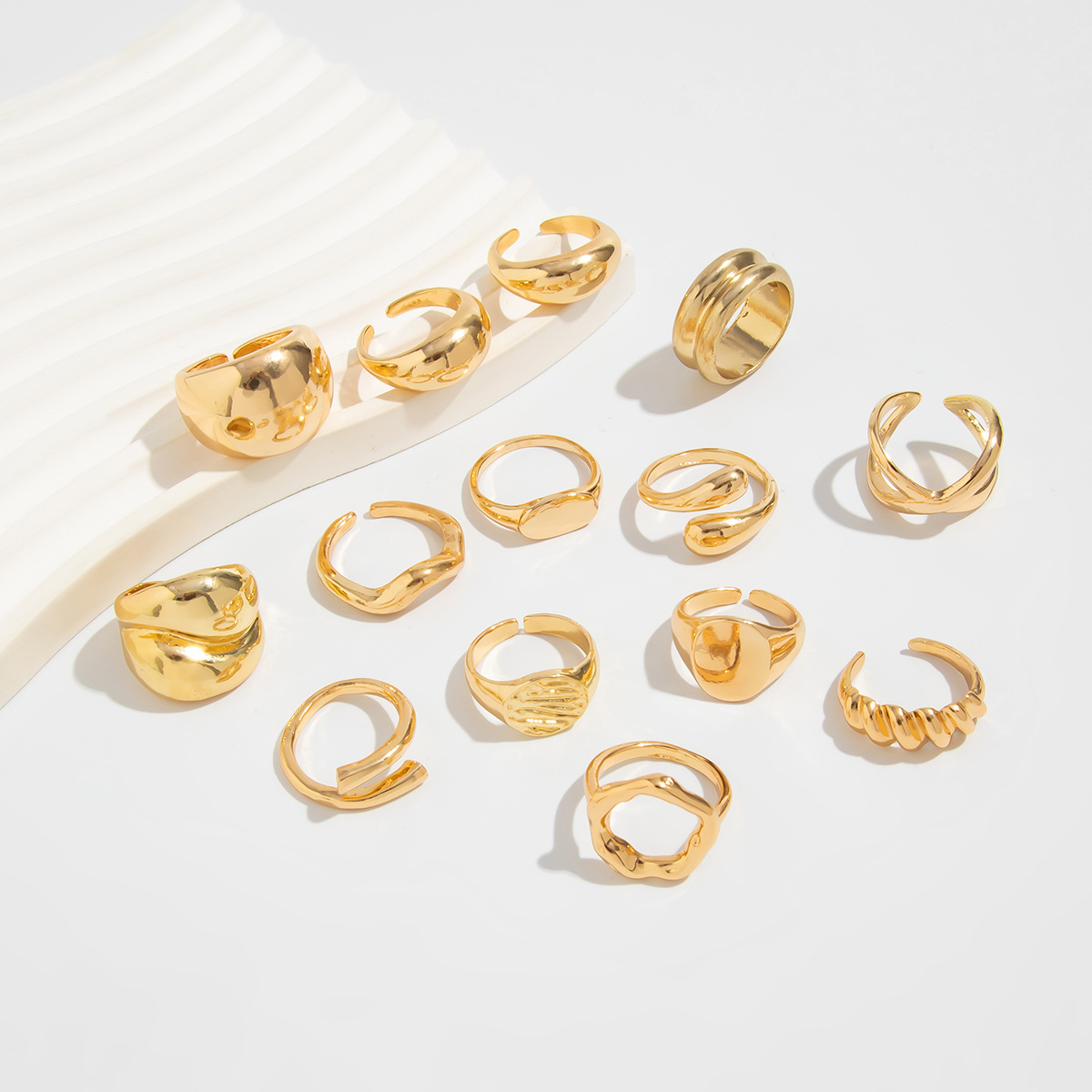 Jewelry alloy open twist ring pearl hollow irregular ring set