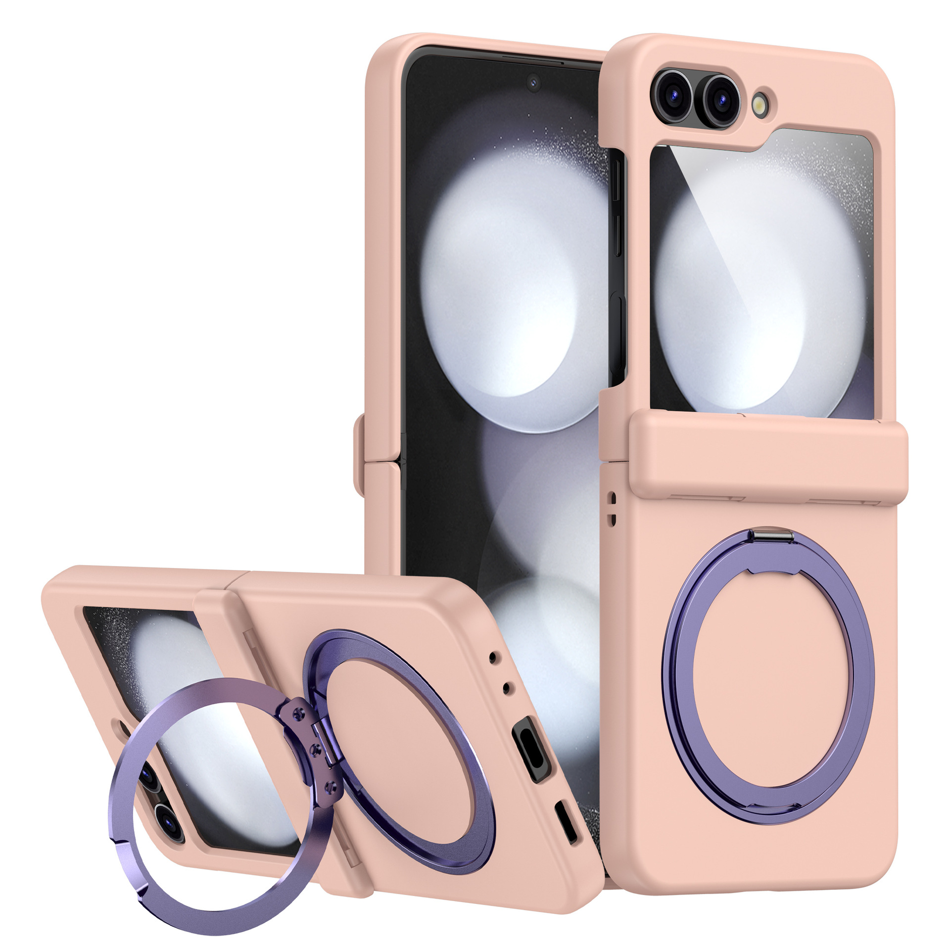 Applicable Samsung Z Flip6/5 Phone Case 360 Rotation Bracket Magnetic Wireless Charging Full Coverage Hinge Anti-Fall