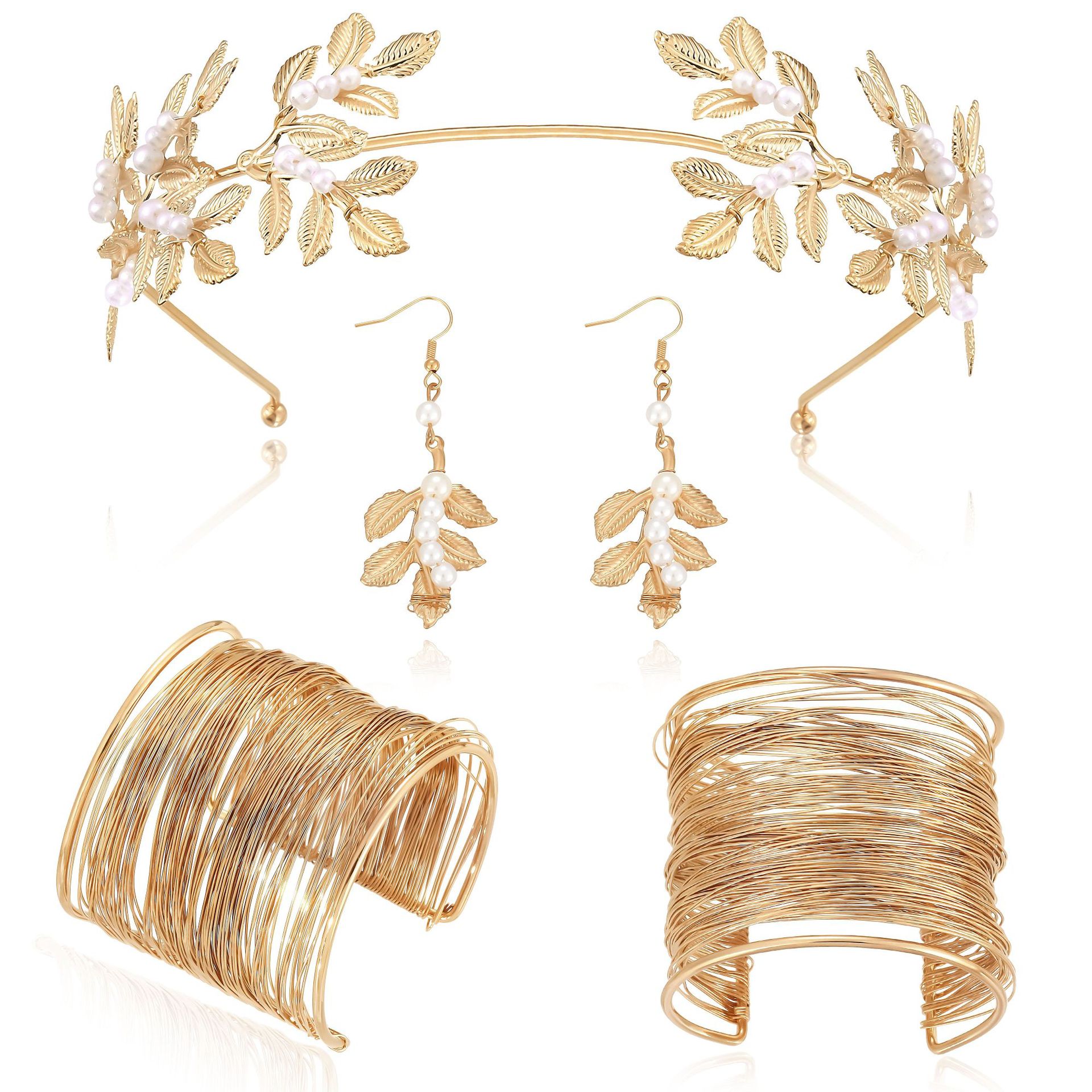 New Hair Accessory Gold Leaf Pearl Headband Accessory