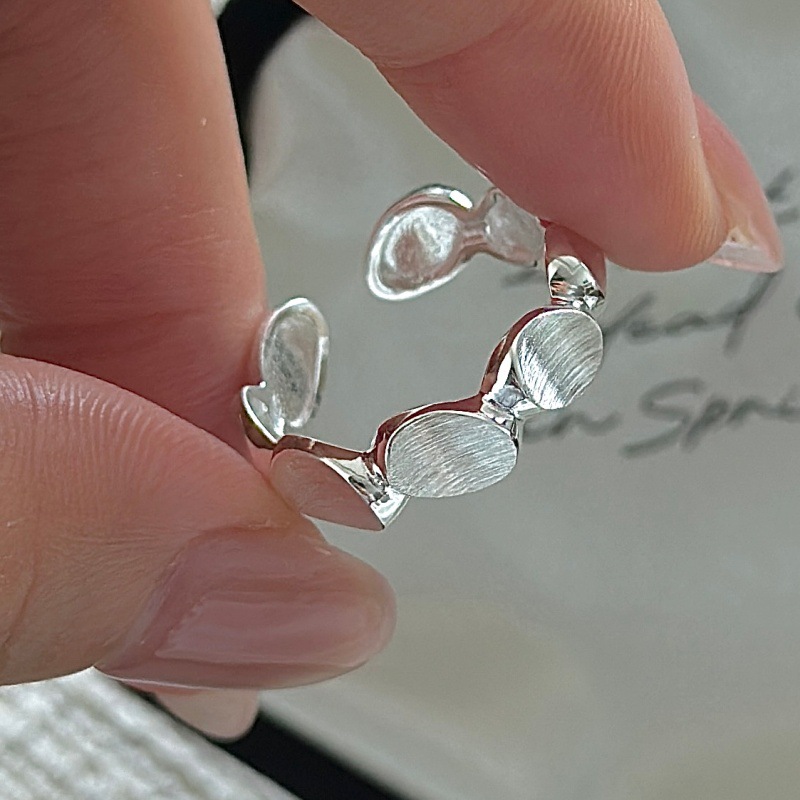 S925 sterling silver minimalist brushed bean grain ring