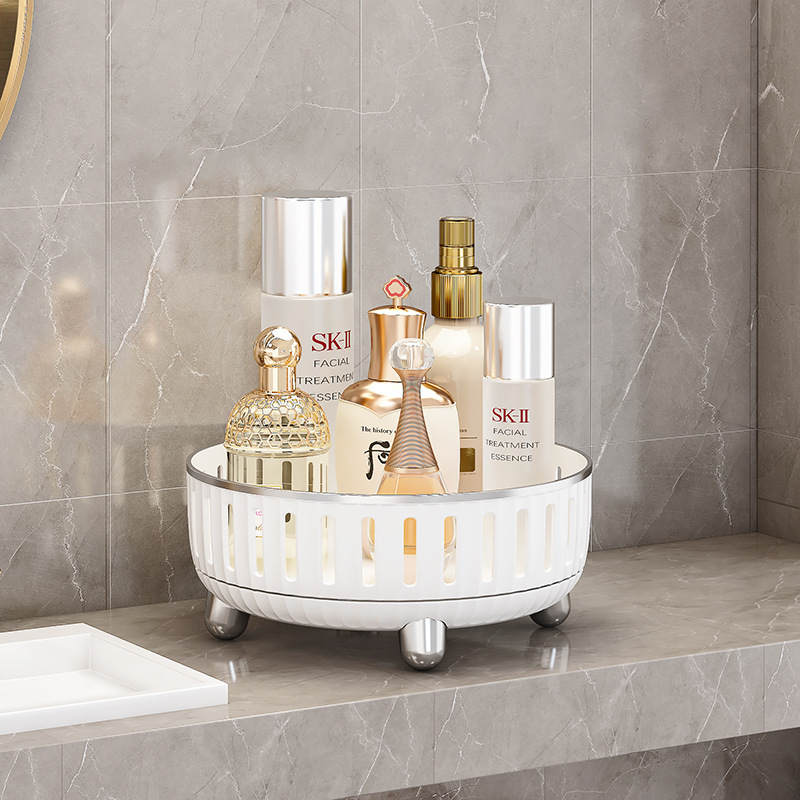 New multifunctional kitchen storage rack cream style household skincare cosmetics rotating storage tray