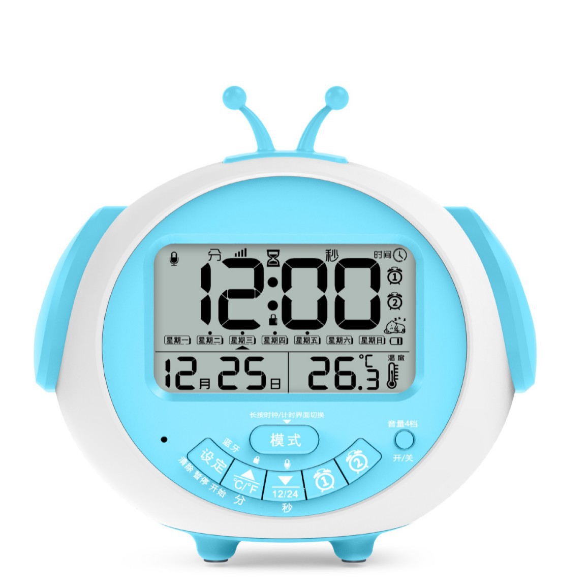 New Cartoon Chinese Voice-Reporting LCD Children Alarm Clock Student Desktop Clock with Alarm and Countdown Electronic Clock