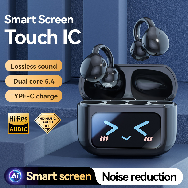M100 New Color Screen Translation Bluetooth Earphones Ultra-Long Battery Life Ear Clip Wireless Bluetooth Earphones with Screen 5.4