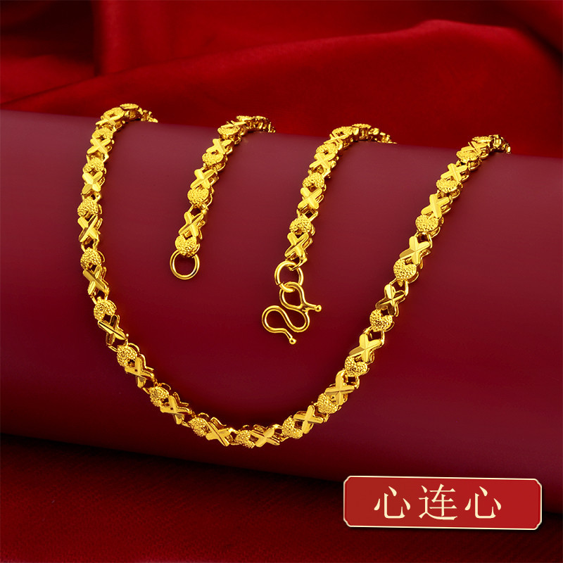 Vietnam sand gold four-leaf clover necklace women imitation gold stall jewelry gold-plated inverted mold chain