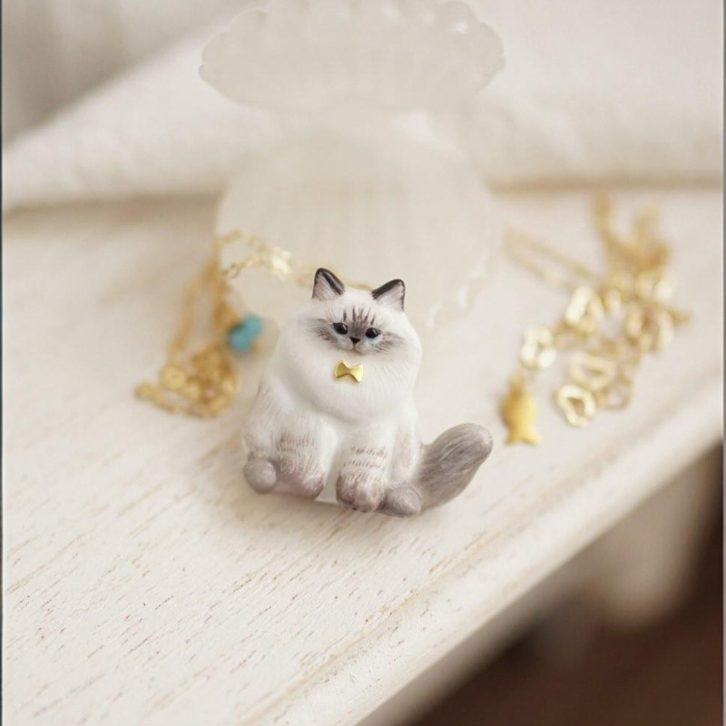New necklace cute electroplated oil cat oil-plated gold animal series pendant necklace copper