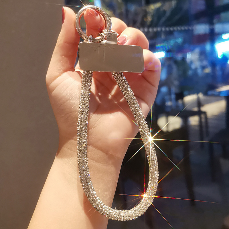 Full rhinestone phone lanyard women with rhinestone phone chain short long hand neck lanyard universal shoulder back pendant shiny rhinestone