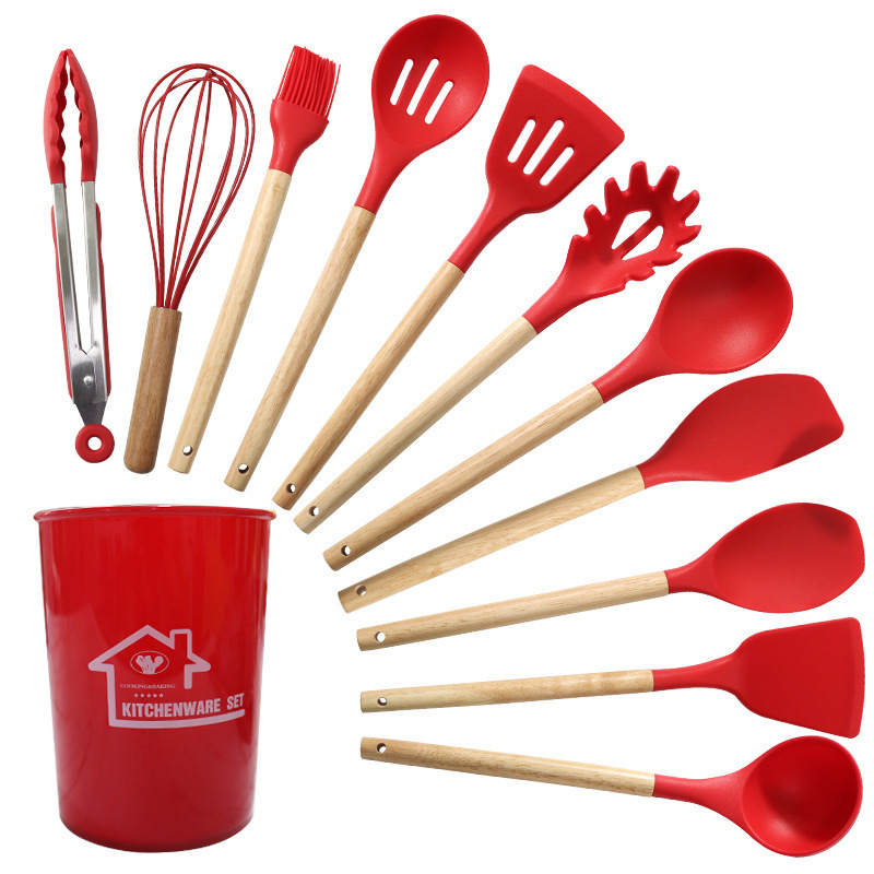 Food grade high temperature resistant silicone kitchen utensils 12-piece set household non-stick pot shovel soup spoon set