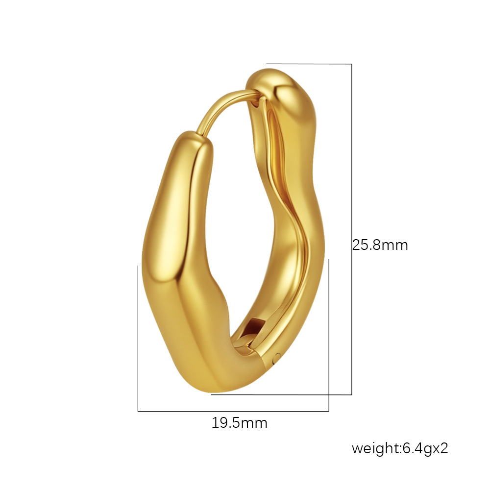 Stainless steel earrings simple irregular elegant commuting style for women ear clips
