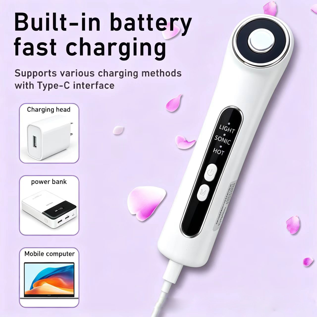 Beauty device facial massage ice compress导入仪 red light skin rejuvenation lifting and firming exclusive supply