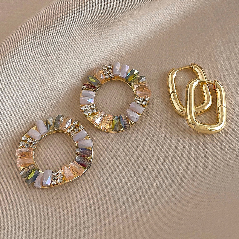 Crystal Zirconia Circle Ear Cuff Earrings Two-in-One Earrings for Women