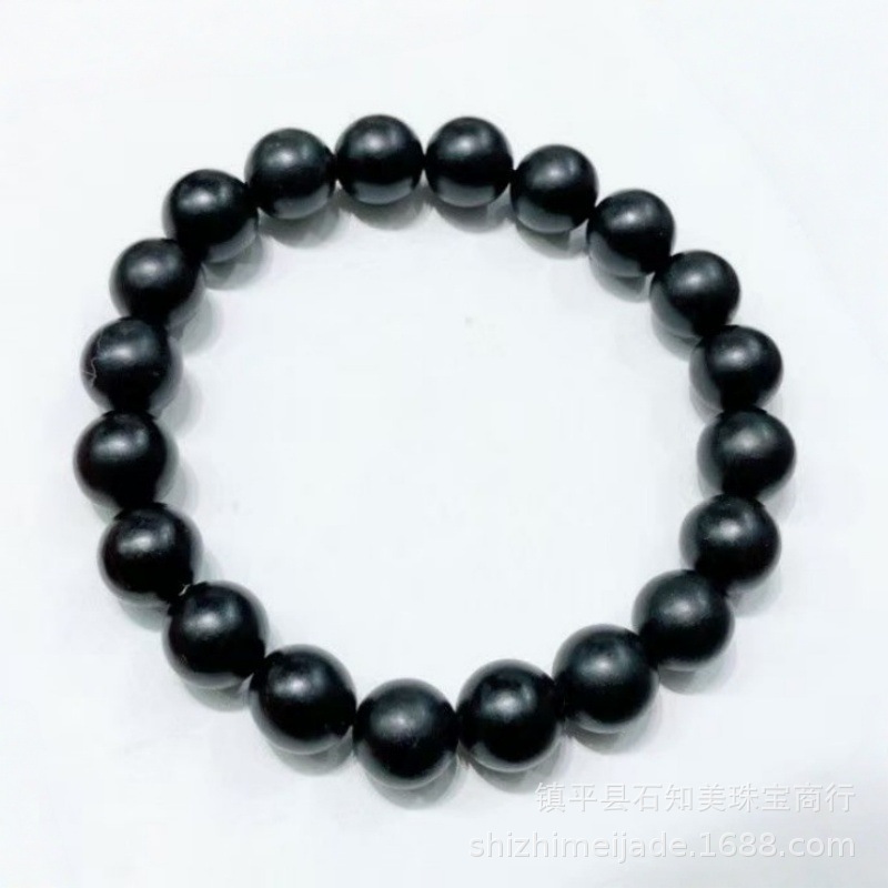 Xinjiang Tianyu Bracelet Black Jade Old Style Beads Couple Bracelet Pure Black Mutton Fat Jade Round Beads Live Broadcast