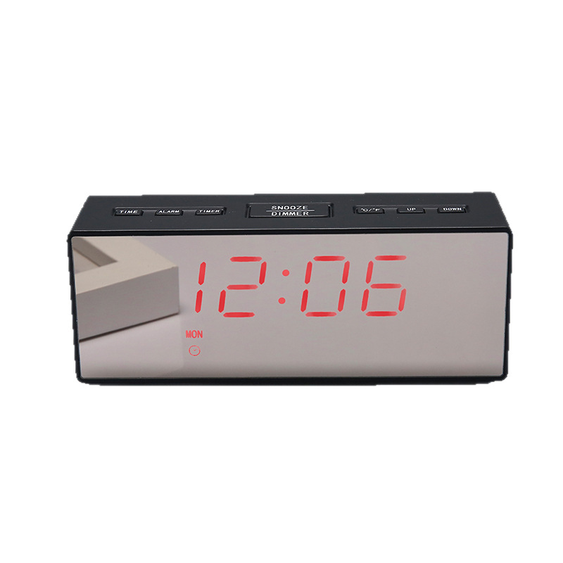 LED mirror clock, electronic clock, multifunctional countdown digital clock, student bedside alarm clock, night-light desk clock