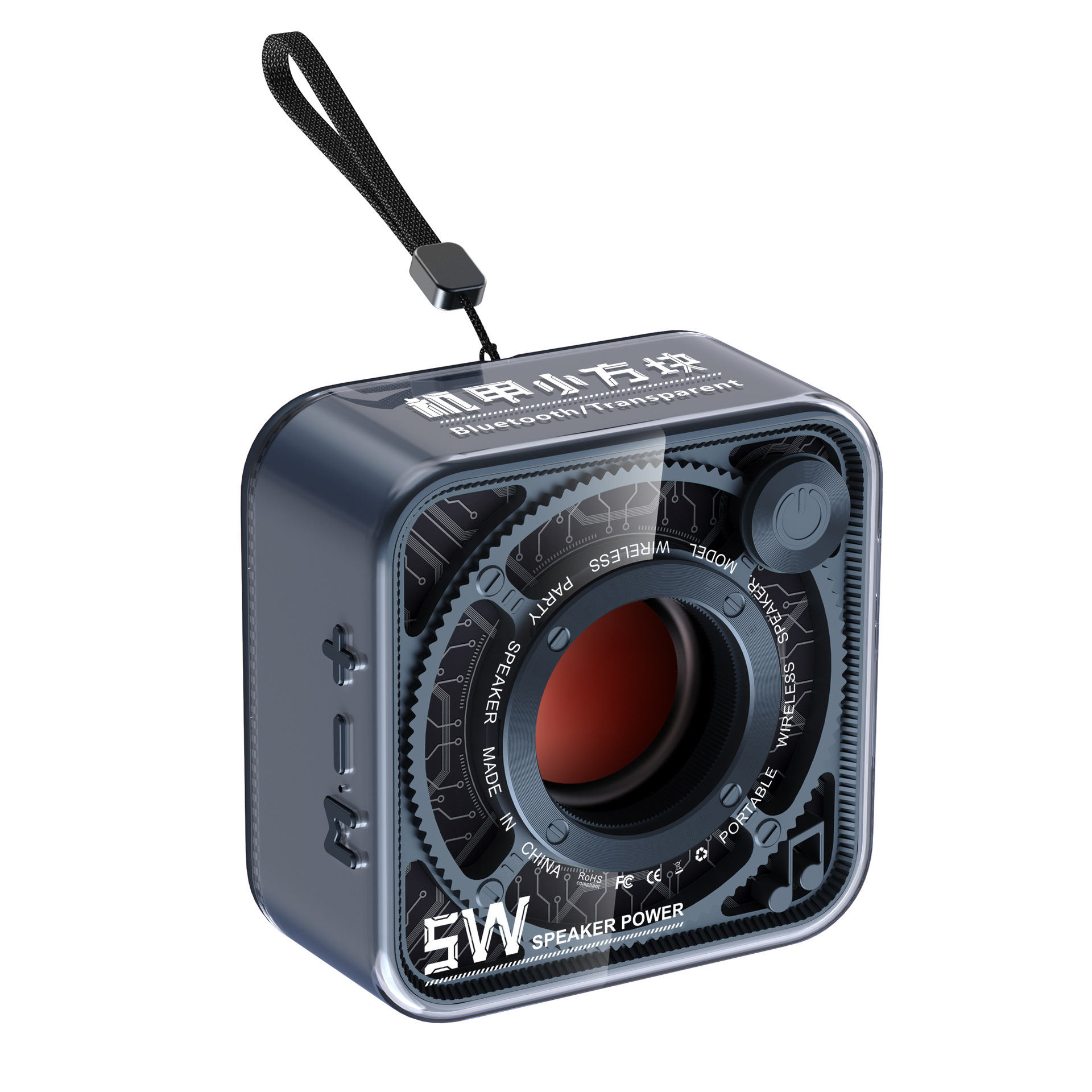 New 5W Transparent Mecha Style Small Steel Cannon Wireless Bluetooth Speaker Card Slot Portable Subwoofer Mini Speaker