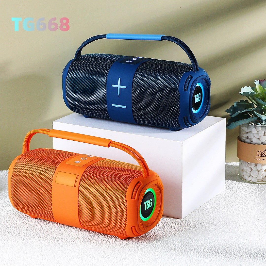 TG668 New Large Volume Dynamic Sound Dual Channel LED Diaphragm Bluetooth Speaker Handheld Portable Fabric Speaker