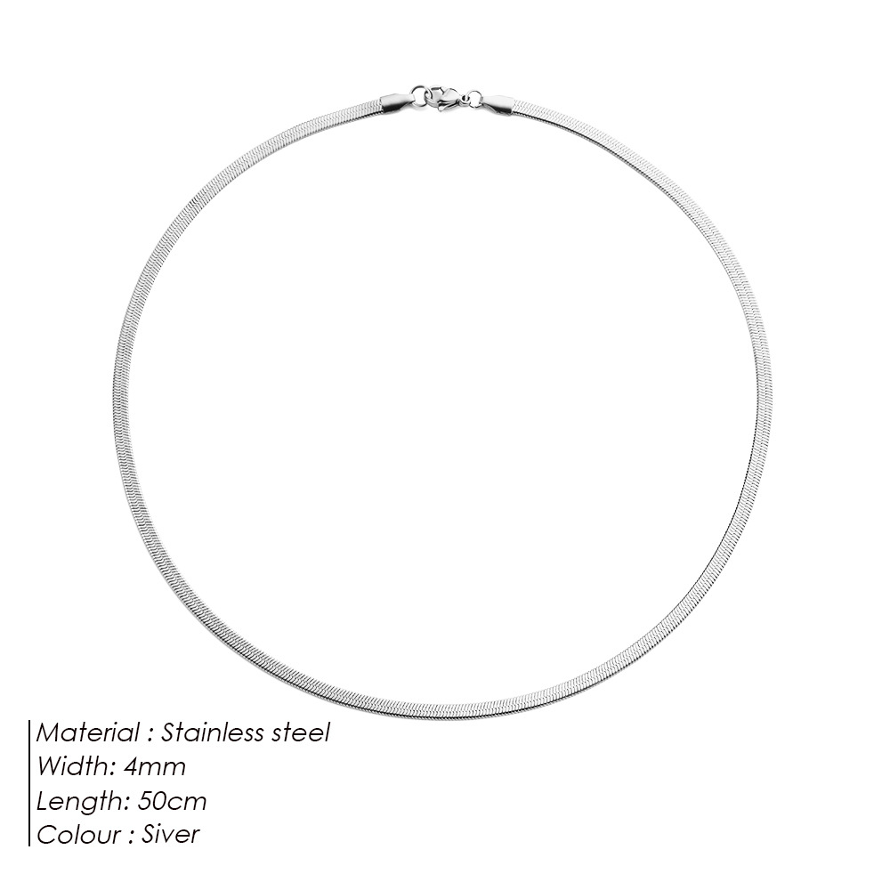 eManco Collarbone Chain Women Titanium Steel Snake Bone Chain Necklace 5mm Choker Simple Minimalist