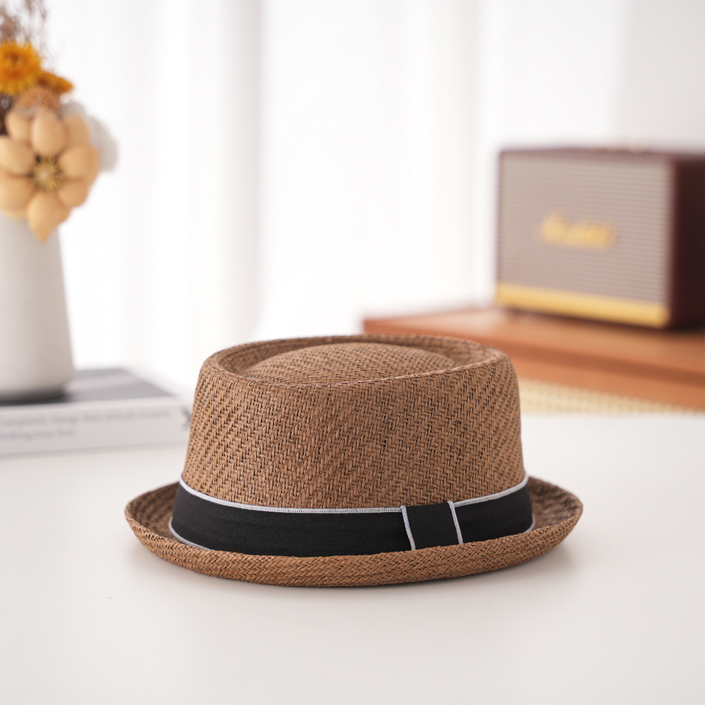 Duck Grass Concave Round Top Fedora Summer Outing Short Brim Jazz Sun Hat