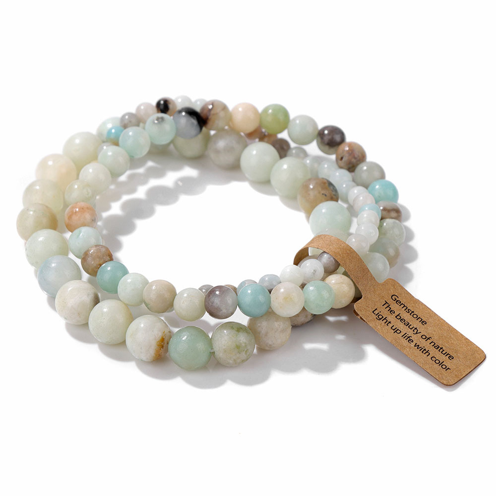 4mm/6mm/8mm three-piece bracelet set stone beads elastic rope simple label set unisex hand jewelry
