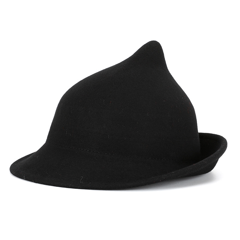 Magic Hat Wizard Hat Felt Hat Halloween Stage Costume Rolled Brim Wool Witch Hat 54-57cm