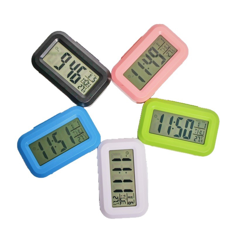 Alarm Clock Children Simple Small Alarm Clock Cute Student Mini Small Desk Clock Temperature Date Display Timer Snooze Clock