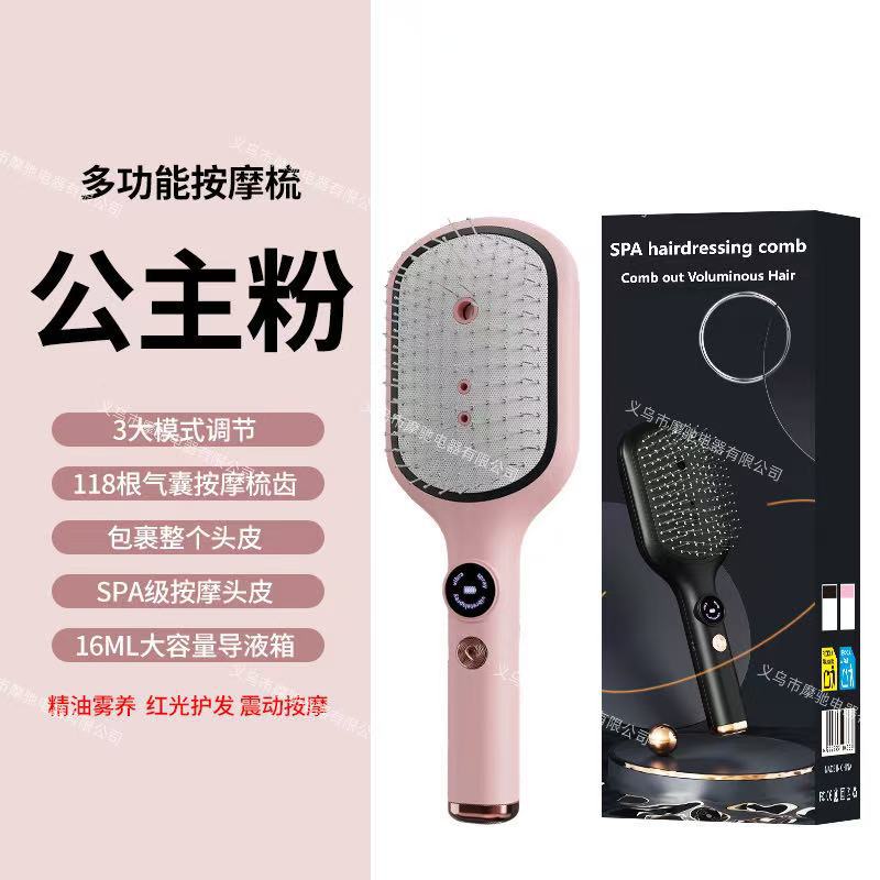 New electric massage comb for home use, scalp liquid guide comb, red light anti-hair loss hair care comb, multifunctional massage comb