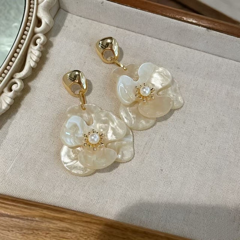 Simple Design Acetate Acrylic Flower Earrings Super Ethereal Exaggerated Petal Ear Studs