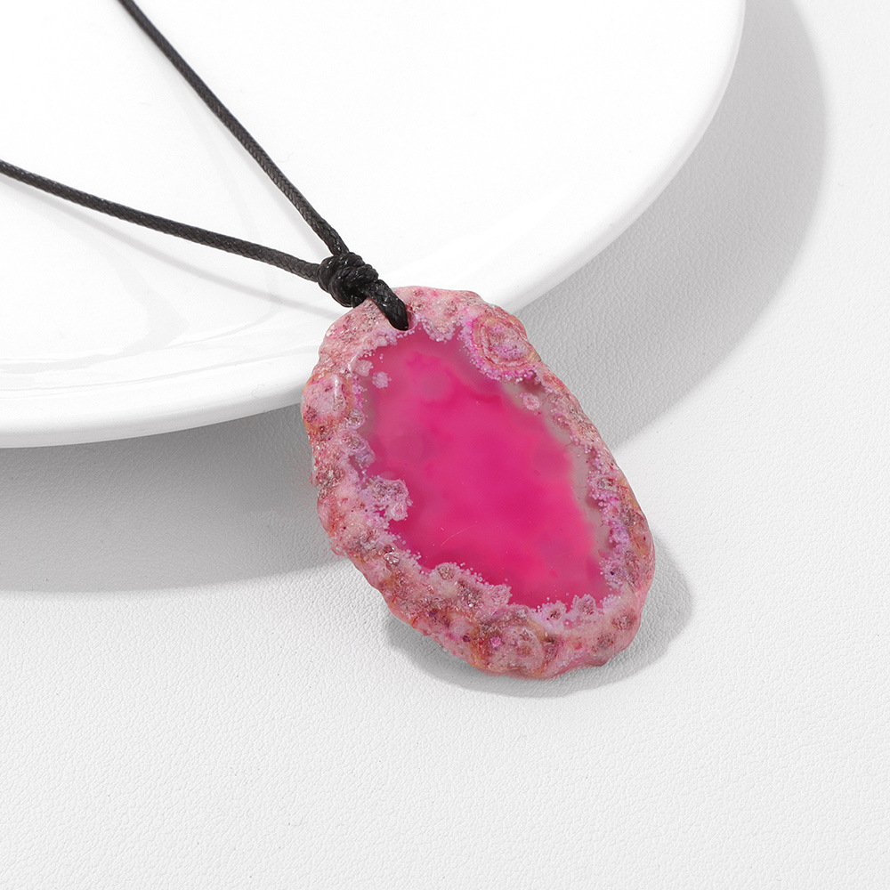 Stone agate slice necklace energy stone irregular shape pendant simple birthstone necklace