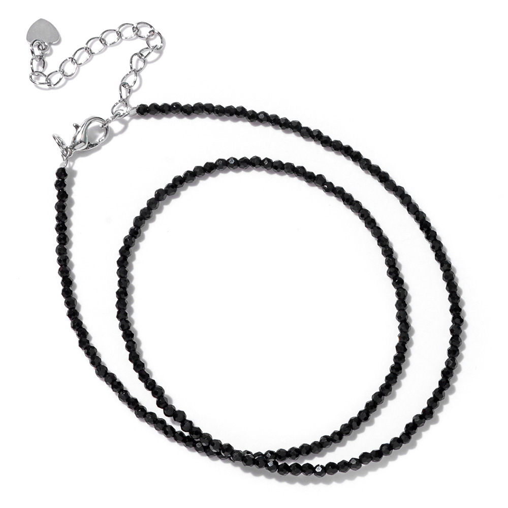 2mm stone bead thin necklace unisex simple single layer multi-color best friend gift collarbone chain