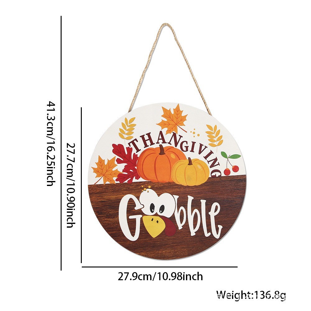 Autumn Thanksgiving Flat Print Wooden Pumpkin Wreath Harvest Festival Courtyard Decoration Craft