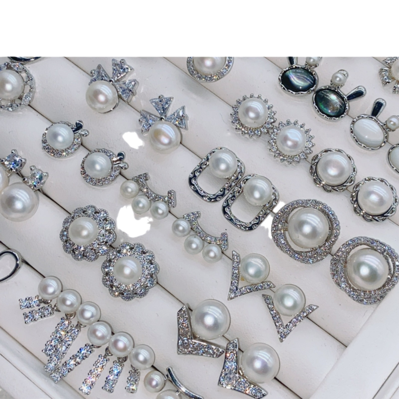 Gold-Plated Silver Real Pearl Zircon Earrings Women Niche Earrings Natural Freshwater Pearl