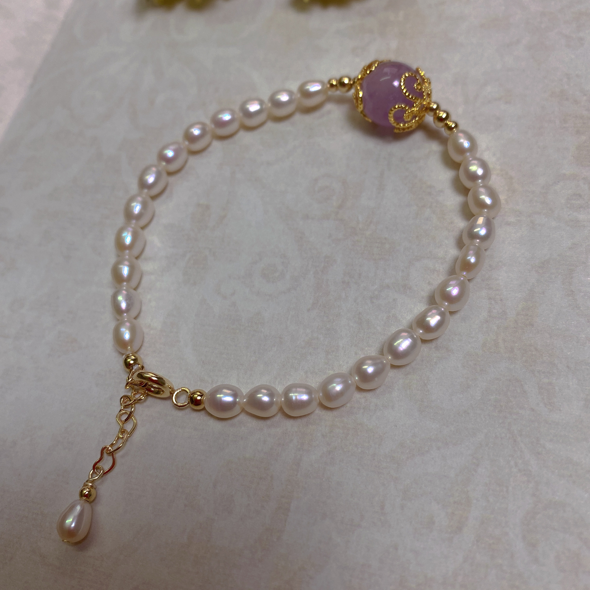 Baroque irregular pearl 14K gold-filled bracelet niche hand string gift