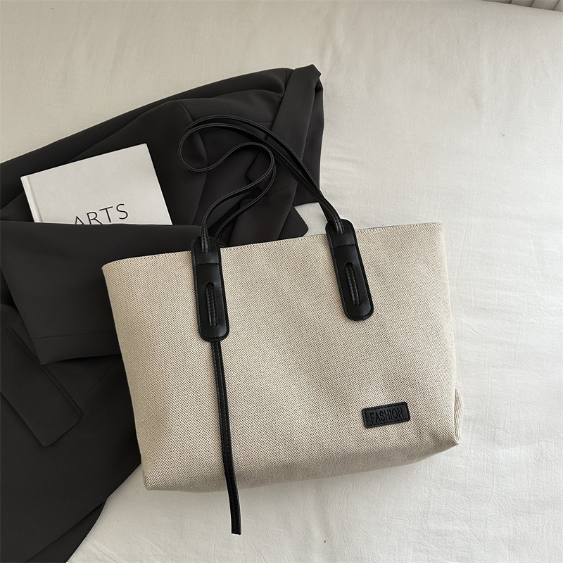 Large capacity canvas bag women 2026 autumn new simple single shoulder bag handbag tote bag