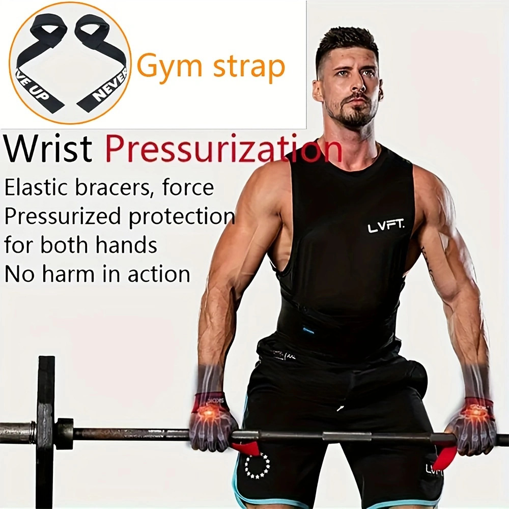 Pair of fitness wrist straps, strength training weightlifting gear, bench press pull-up grip strap, anti-slip wrist grip