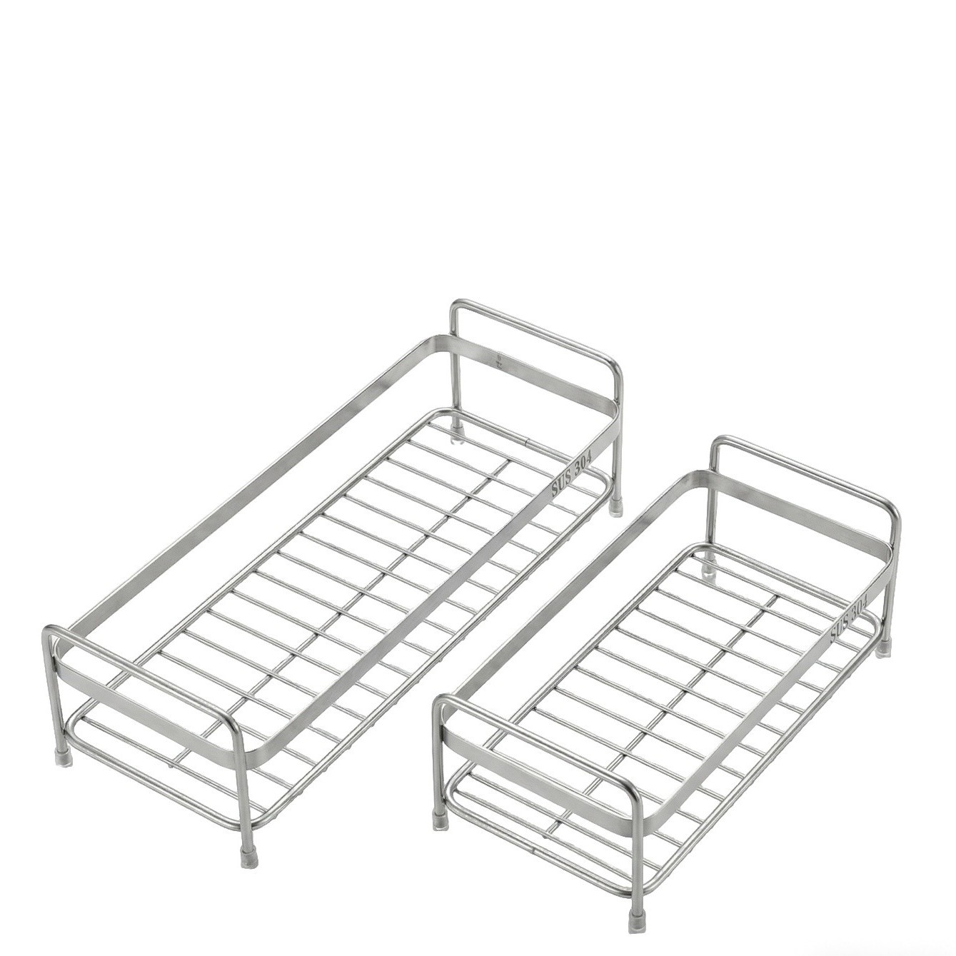 Bathroom 304 stainless steel storage rack, draining desktop washbasin countertop organizer, bathroom double-layer single-layer finishing rack