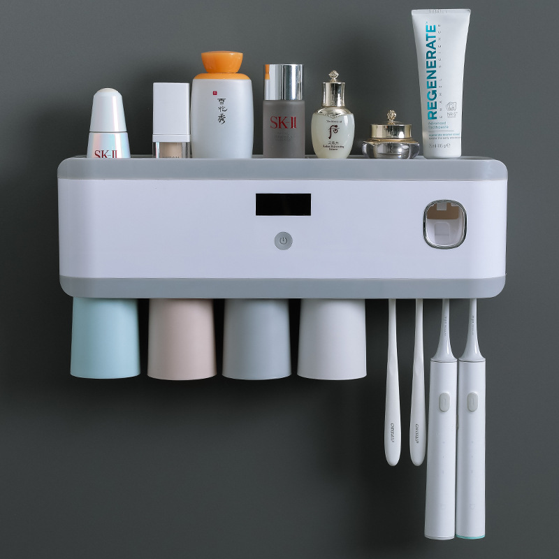 UV sterilization toothbrush holder toothbrush sterilizer no-drill storage rack toothbrush cup tooth cup suction cup type