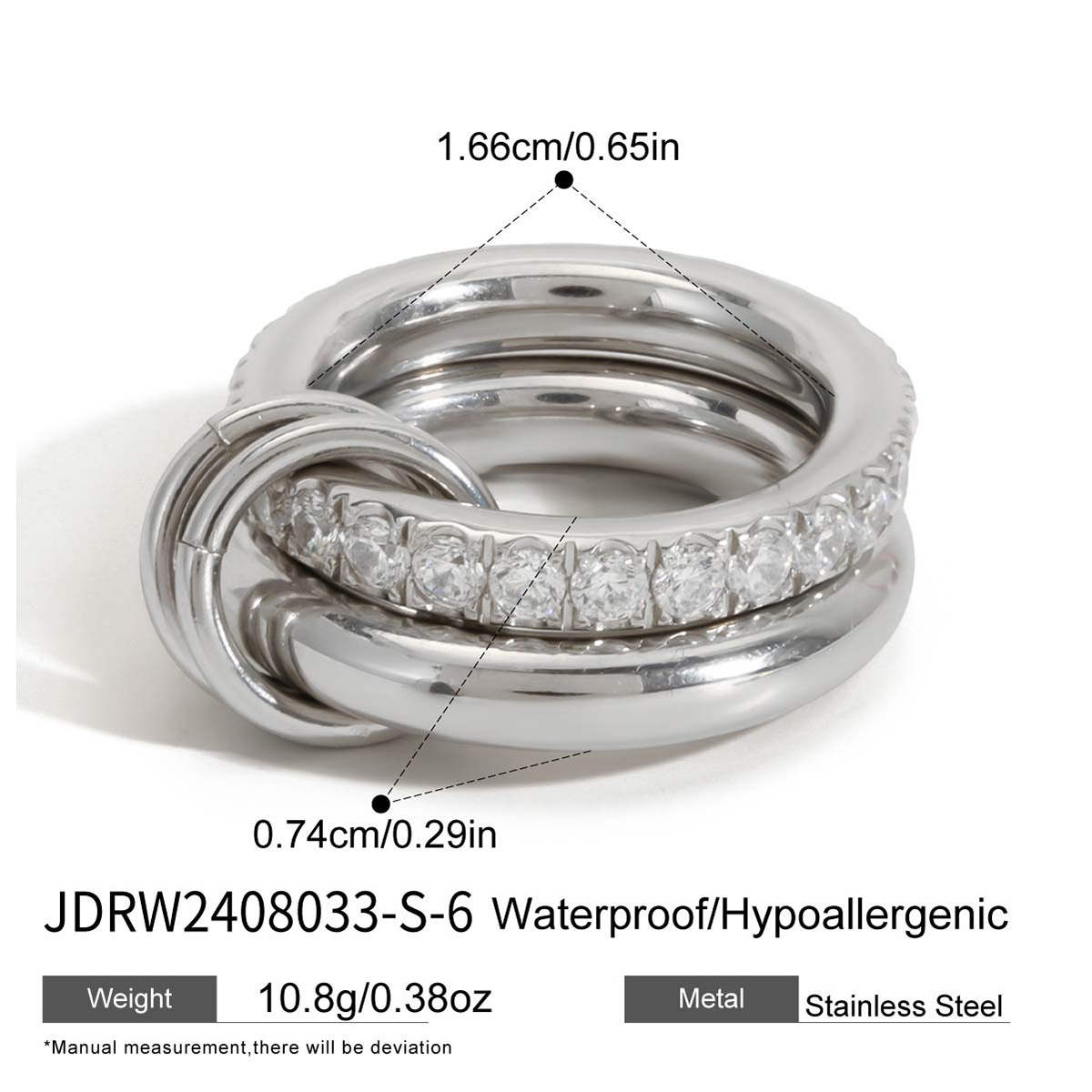 Jieding multi-layer stacking ring titanium steel pearl jewelry women stainless steel accessories